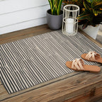hand drawn light lines â charcoal Outdoor Rug Gallery Image 2