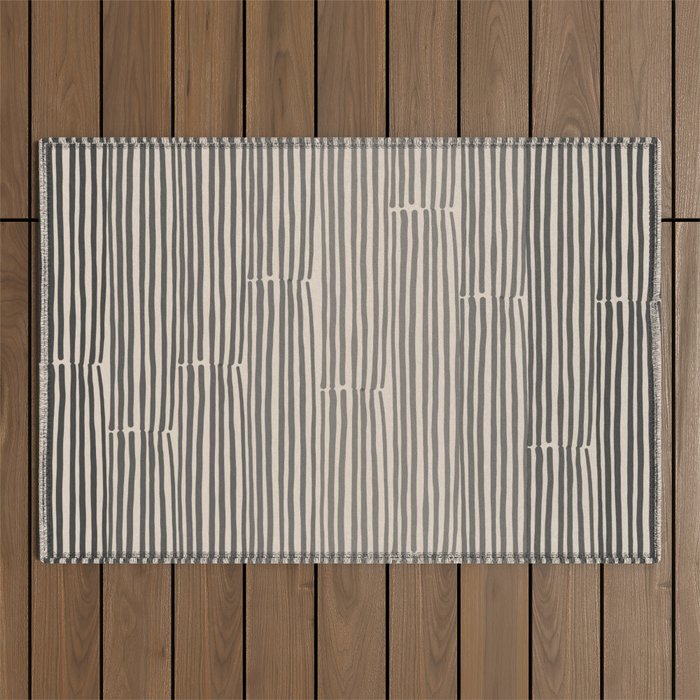 hand drawn light lines â charcoal Outdoor Rug Gallery Image 1