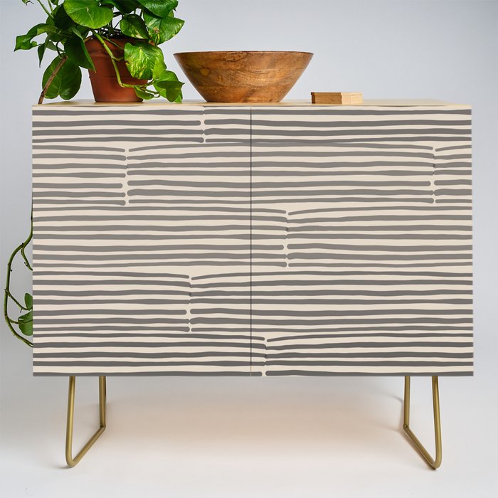 hand drawn light lines â charcoal Credenza Gallery Image 1