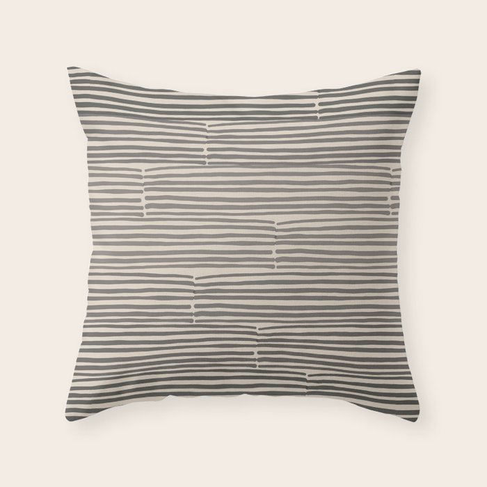 hand drawn light lines â charcoal Throw Pillow Gallery Image 6