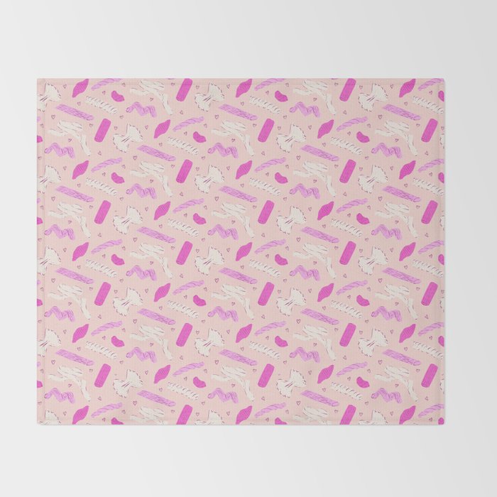 Pasta Noodles in Pink  Throw Blanket Gallery Image 2