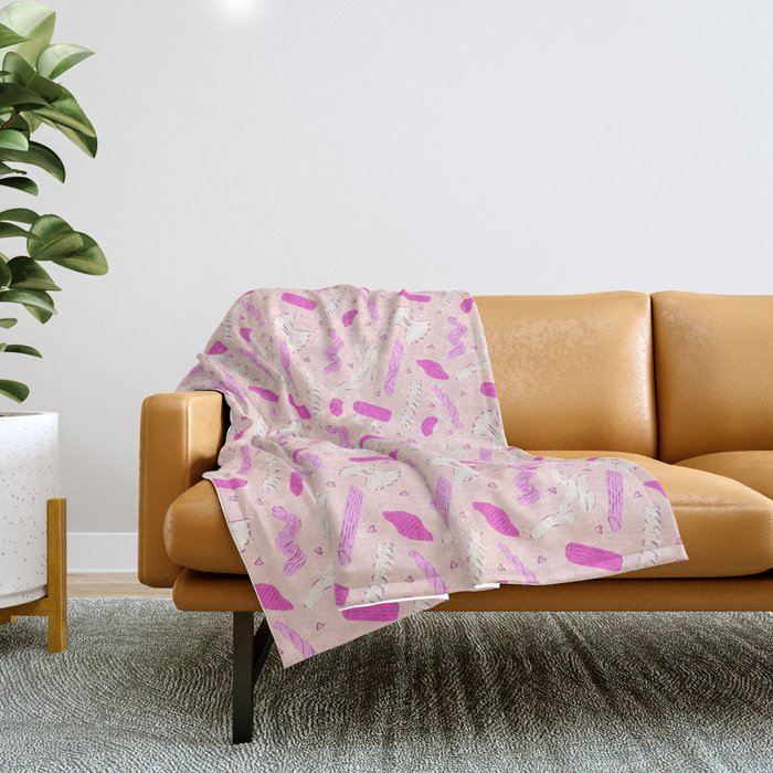 Pasta Noodles in Pink  Throw Blanket Gallery Image 1