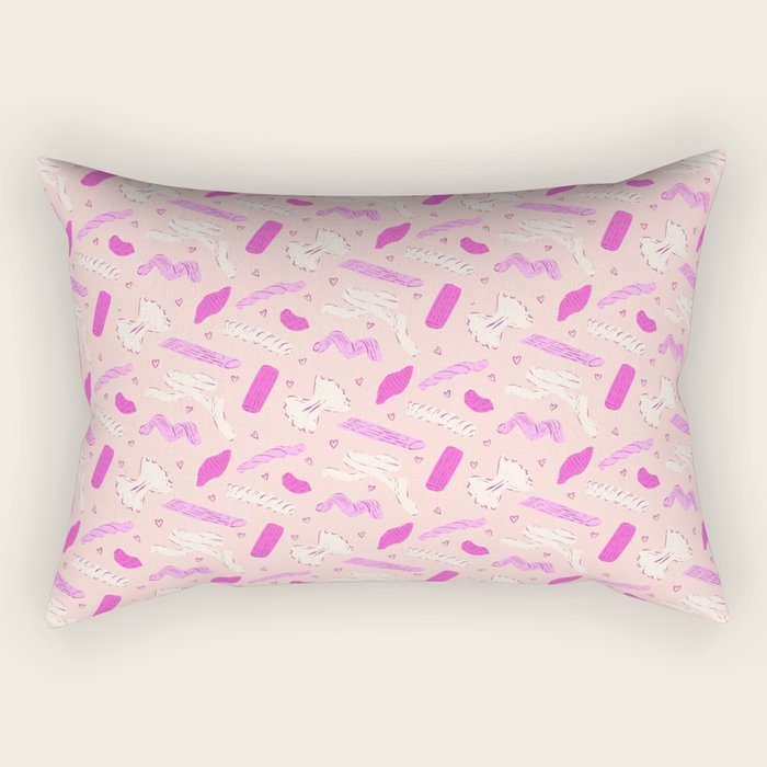 Pasta Noodles in Pink  Rectangular Pillow Gallery Image 2