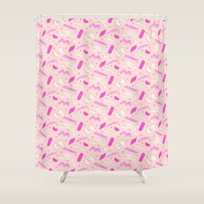 Pasta Noodles in Pink  Shower Curtain Gallery Image 1