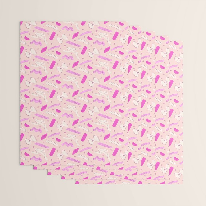 Pasta Noodles in Pink  Wrapping Paper Gallery Image 3