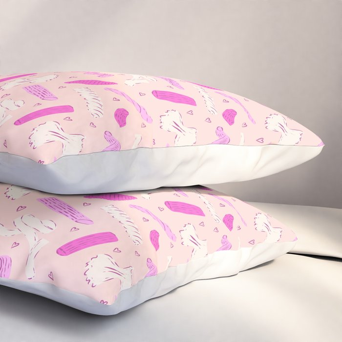 Pasta Noodles in Pink  Pillow Sham Gallery Image 3