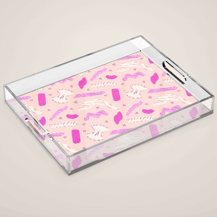 Pasta Noodles in Pink  Acrylic Tray Gallery Image 1