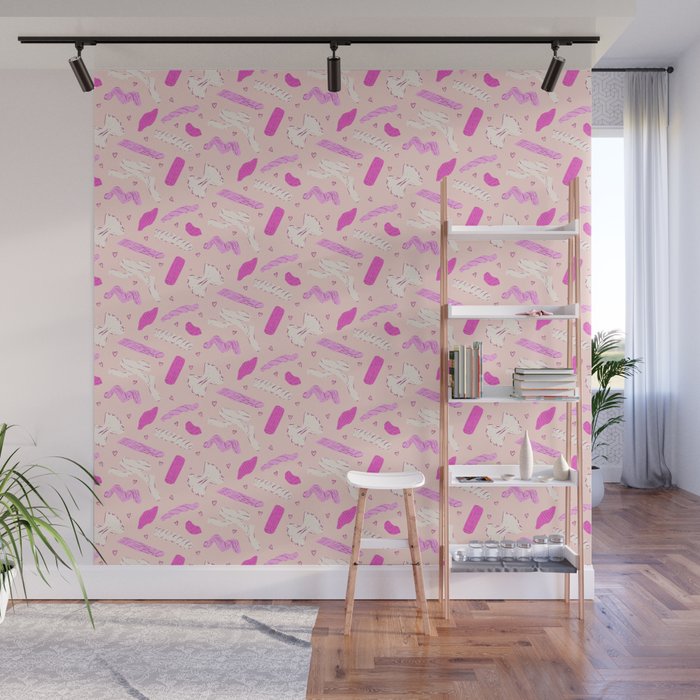 Pasta Noodles in Pink  Wall Mural Gallery Image 1