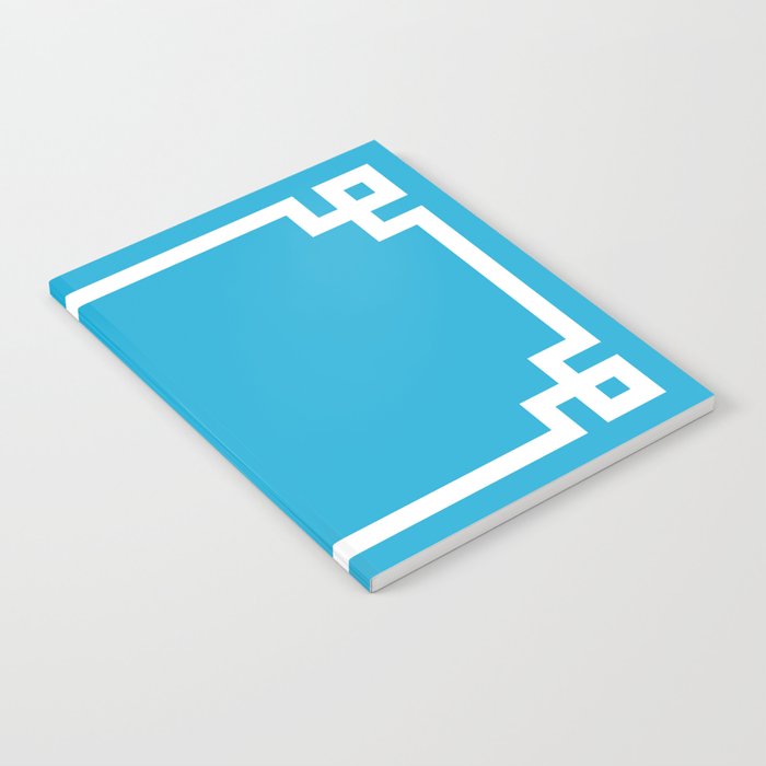 Bright Sky Blue and White Greek Key Border Notebook Gallery Image 2