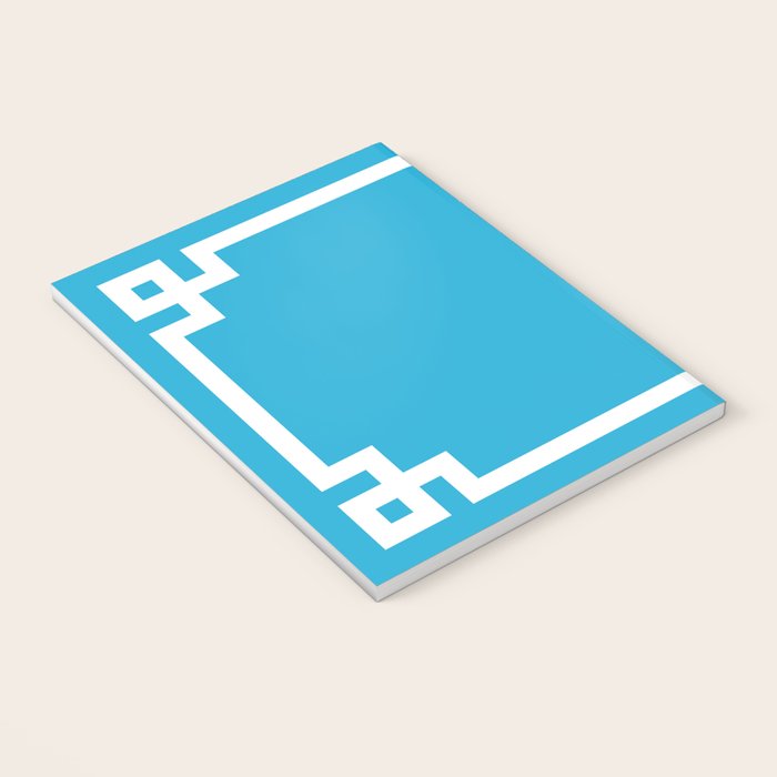 Bright Sky Blue and White Greek Key Border Notebook Gallery Image 3