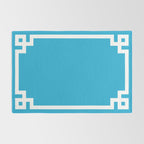 Bright Sky Blue and White Greek Key Border Rug Gallery Image 2