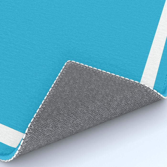 Bright Sky Blue and White Greek Key Border Rug Gallery Image 4