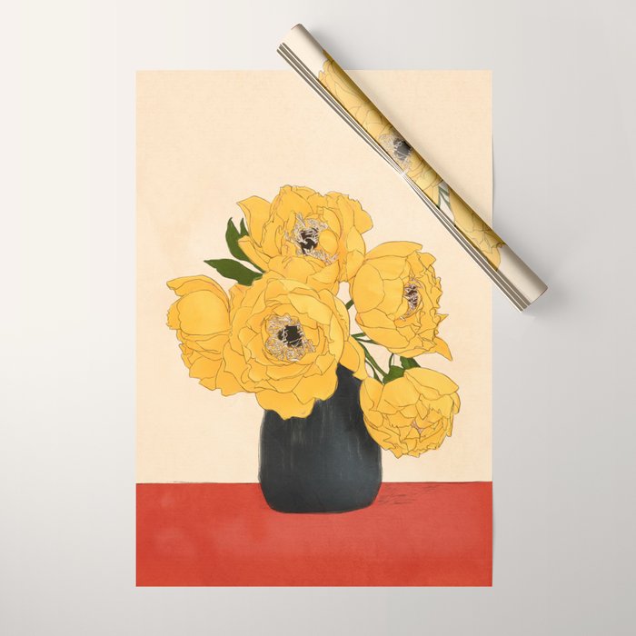 Bouquet Gift Yellow Wrapping Paper Gallery Image 1