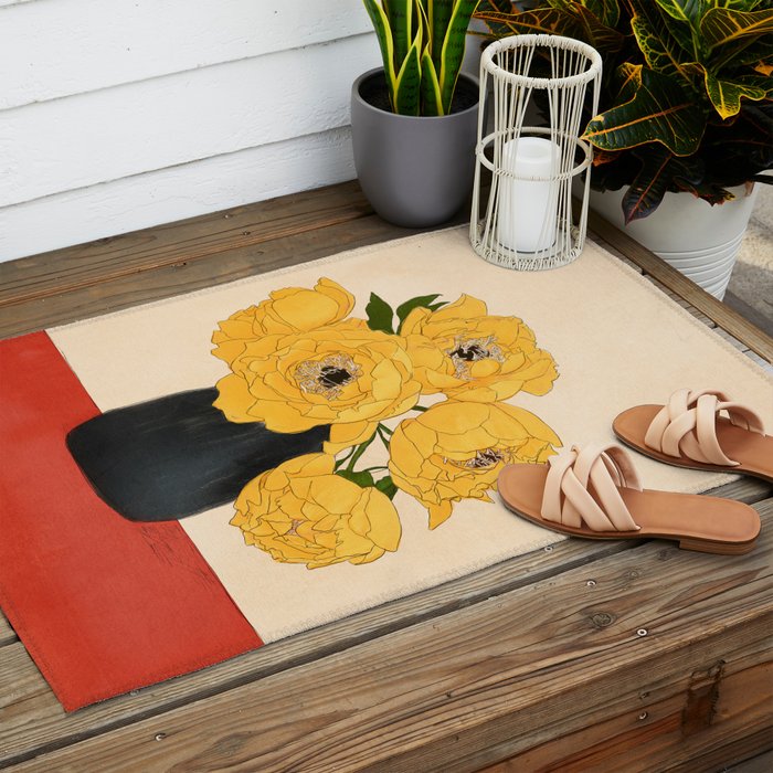 Bouquet Gift Yellow Outdoor Rug Gallery Image 2