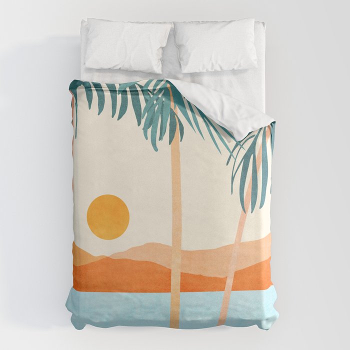 Palm Island Sunset Landscape Duvet Cover Gallery Image 6