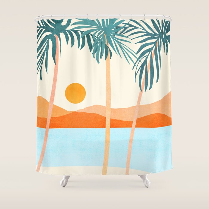 Palm Island Sunset Landscape Shower Curtain Gallery Image 1