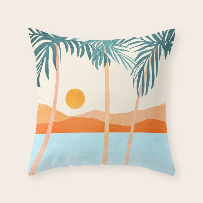 Palm Island Sunset Landscape Throw Pillow Gallery Image 1