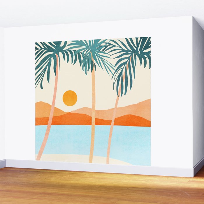 Palm Island Sunset Landscape Wall Mural Gallery Image 2