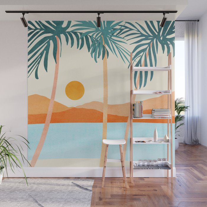 Palm Island Sunset Landscape Wall Mural Gallery Image 1
