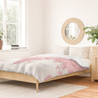 Light pink, muted pink and dusty pink watercolor world map with cities Duvet Cover Gallery Image 2
