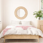 Light pink, muted pink and dusty pink watercolor world map with cities Duvet Cover Gallery Image 3