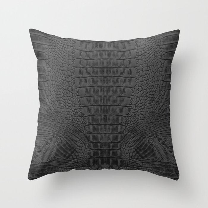 black crocodile skin Throw Pillow Gallery Image 6
