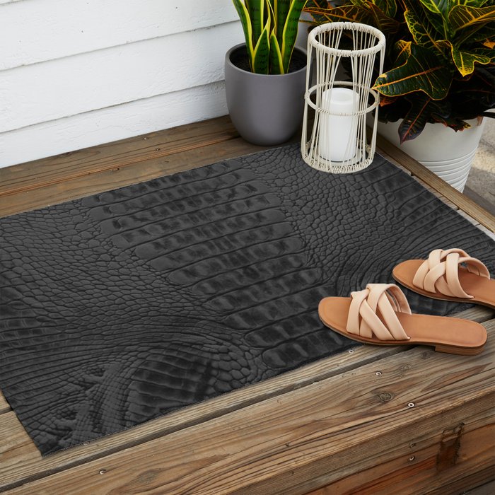 black crocodile skin Outdoor Rug Gallery Image 2