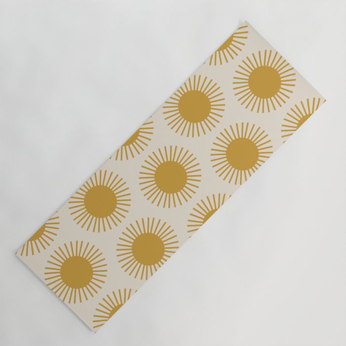 Boho Summer Sun Pattern I Golden Yoga Mat Gallery Image 1