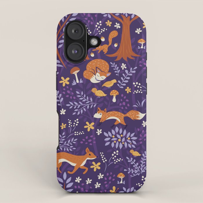 Foxes Playing in a Purple Forest iPhone Case Gallery Image 1