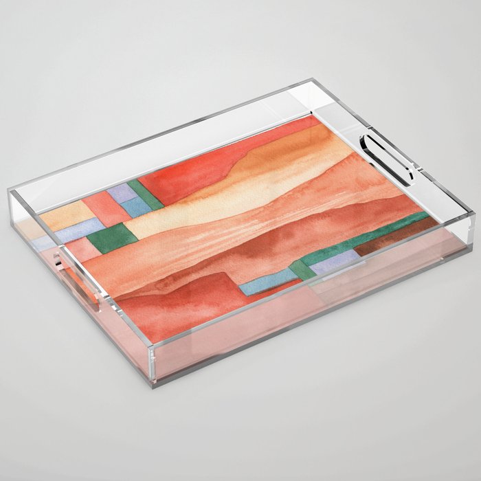 Abstract Desert Landscape Watercolor Acrylic Tray Gallery Image 1