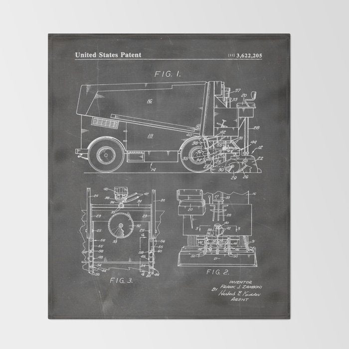 Ice Hockey Patent - Hockey Player Coach Team Art - Black Chalkboard Throw Blanket Gallery Image 2
