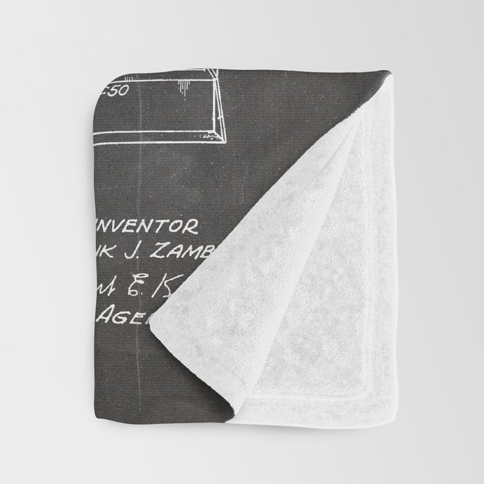 Ice Hockey Patent - Hockey Player Coach Team Art - Black Chalkboard Throw Blanket Gallery Image 3