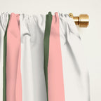 Hand Drawn Vertical Stripes Muted Green & Pink Window Curtain Gallery Image 2