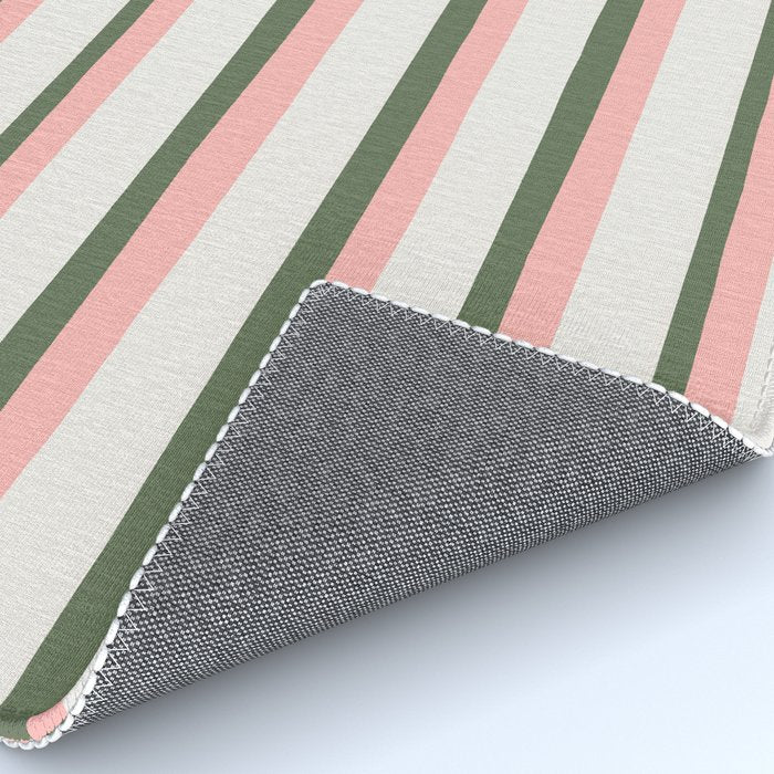 Hand Drawn Vertical Stripes Muted Green & Pink Rug Gallery Image 4