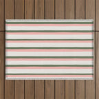Hand Drawn Vertical Stripes Muted Green & Pink Outdoor Rug Gallery Image 1