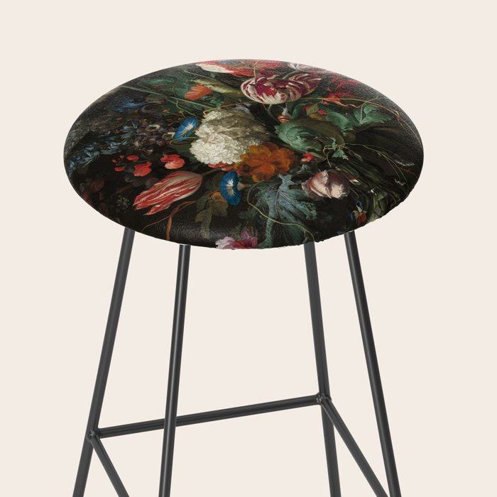 Still Life Parrot Tulips, Peonies, Hibiscus, Hydranga, Periwinkle Flowers in Vase by Jan de Heem Stool Gallery Image 2