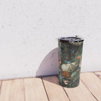 Still Life Parrot Tulips, Peonies, Hibiscus, Hydranga, Periwinkle Flowers in Vase by Jan de Heem Travel Mug Gallery Image 4