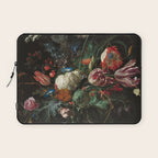 Still Life Parrot Tulips, Peonies, Hibiscus, Hydranga, Periwinkle Flowers in Vase by Jan de Heem Laptop Sleeve Gallery Image 1