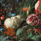 Still Life Parrot Tulips, Peonies, Hibiscus, Hydranga, Periwinkle Flowers in Vase by Jan de Heem Coffee Mug Gallery Image 2