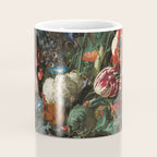 Still Life Parrot Tulips, Peonies, Hibiscus, Hydranga, Periwinkle Flowers in Vase by Jan de Heem Coffee Mug Gallery Image 4