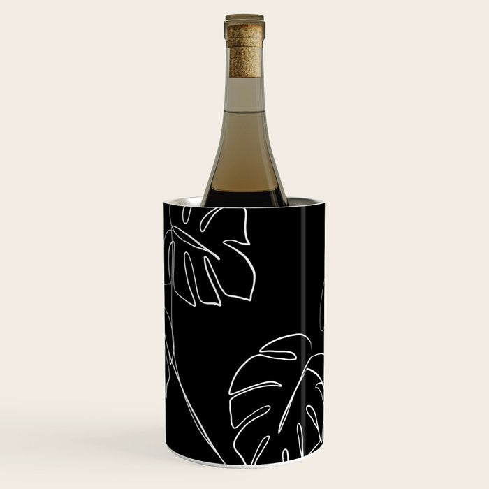 Monstera minimal - black Wine Chiller Gallery Image 1