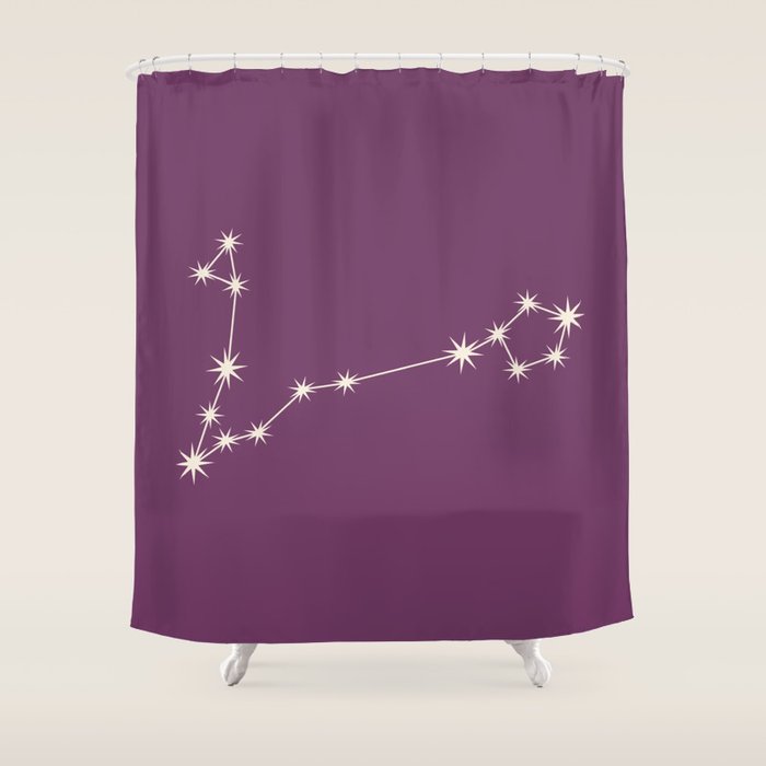 Pisces Zodiac Star Constellation Line Art Mauve Purple Shower Curtain Gallery Image 1
