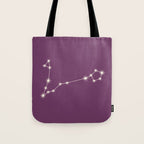 Pisces Zodiac Star Constellation Line Art Mauve Purple Tote Bag Gallery Image 1