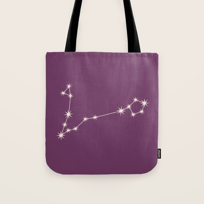 Pisces Zodiac Star Constellation Line Art Mauve Purple Tote Bag Gallery Image 1
