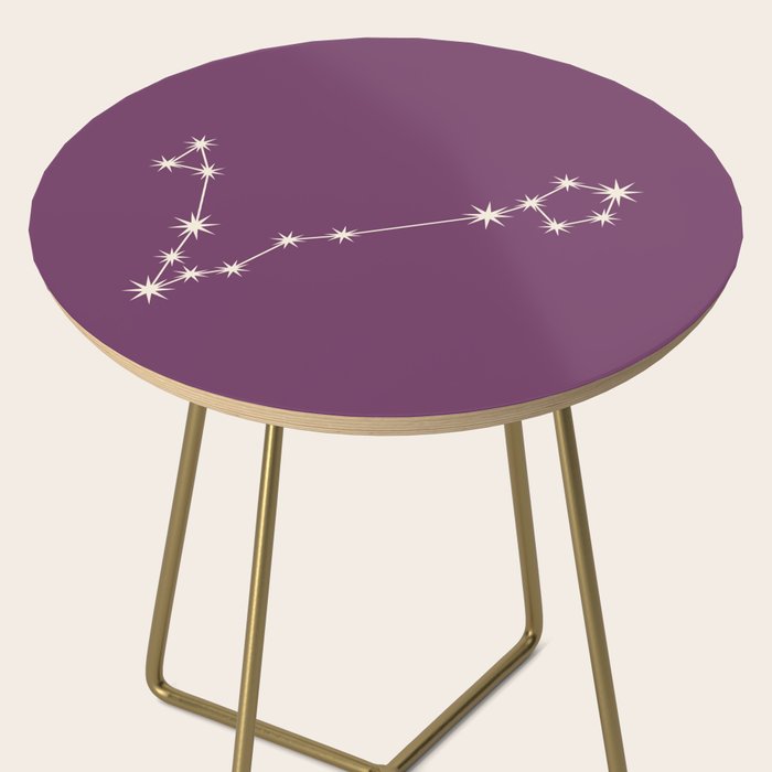 Pisces Zodiac Star Constellation Line Art Mauve Purple Side Table Gallery Image 2
