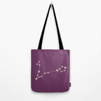Pisces Zodiac Star Constellation Line Art Mauve Purple Tote Bag Gallery Image 2