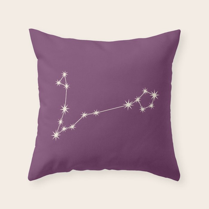 Pisces Zodiac Star Constellation Line Art Mauve Purple Throw Pillow Gallery Image 6