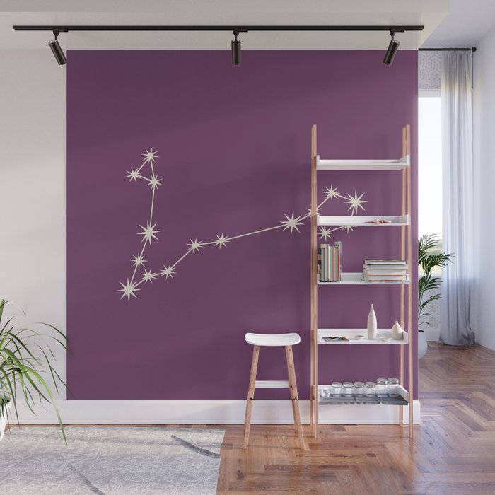 Pisces Zodiac Star Constellation Line Art Mauve Purple Wall Mural Gallery Image 1