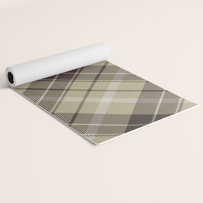 Modern Neutral Plaid Design Yoga Mat Gallery Image 2