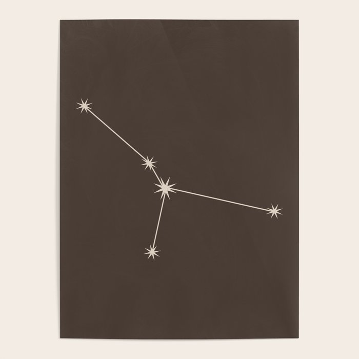 Cancer Zodiac Star Constellation Line Art Coffee Brown Poster Gallery Image 4
